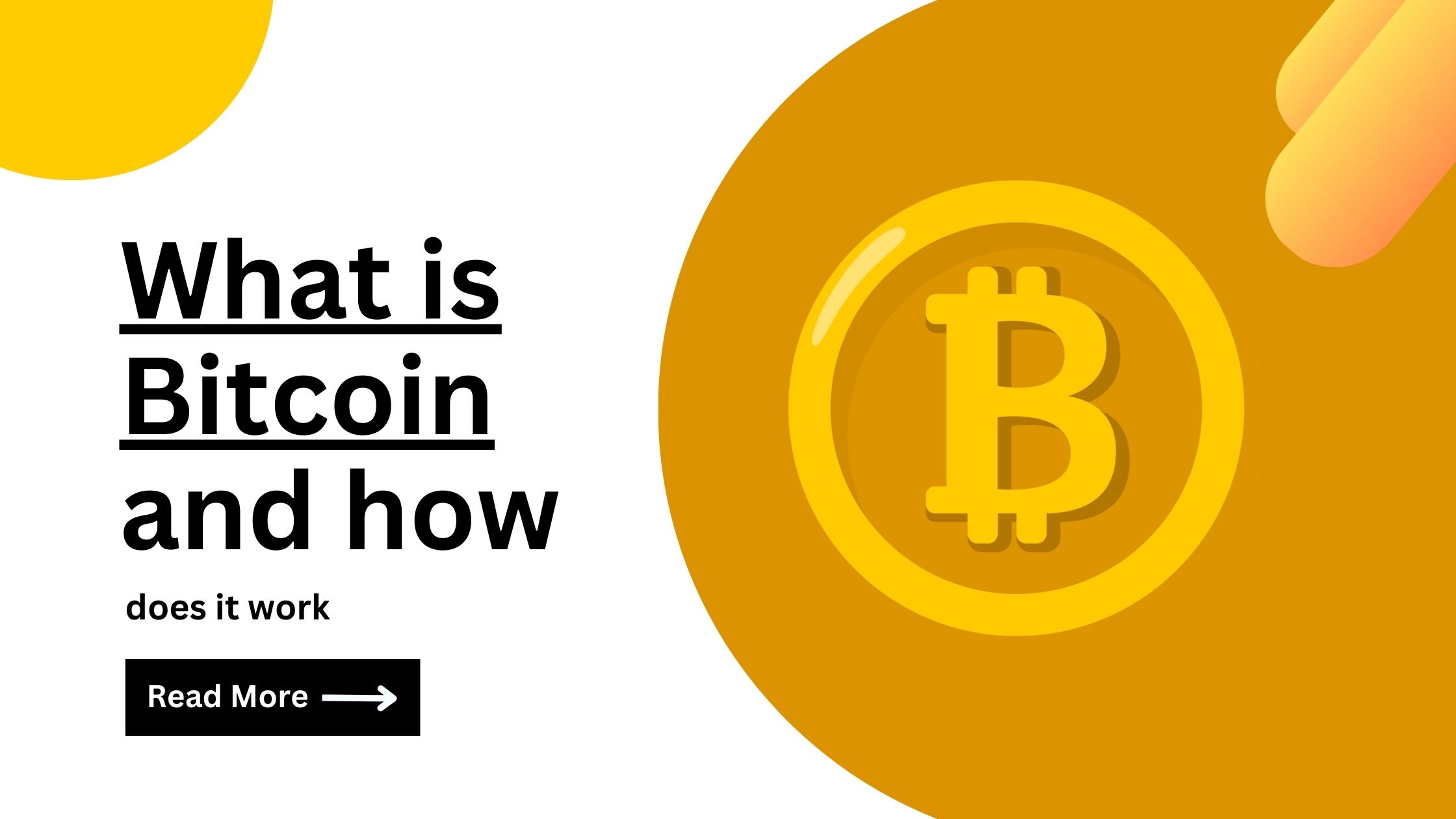Bitcoin logo with description of What is Bitcoin and how it works